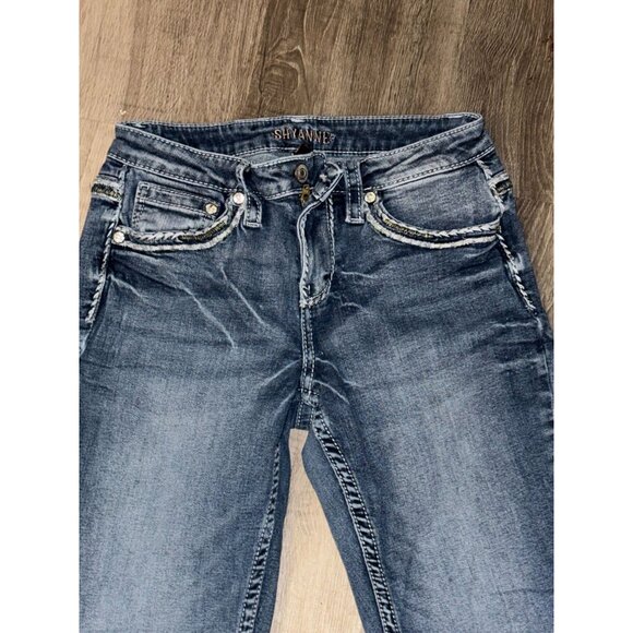 Shyanne Womens Bootcut Jeans 28W x 34L Distressed Denim 100% Cotton - Picture 2 of 10